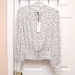 Rachel Zoe Keyhole & Tie Blouse Smocked Waist/Cuff